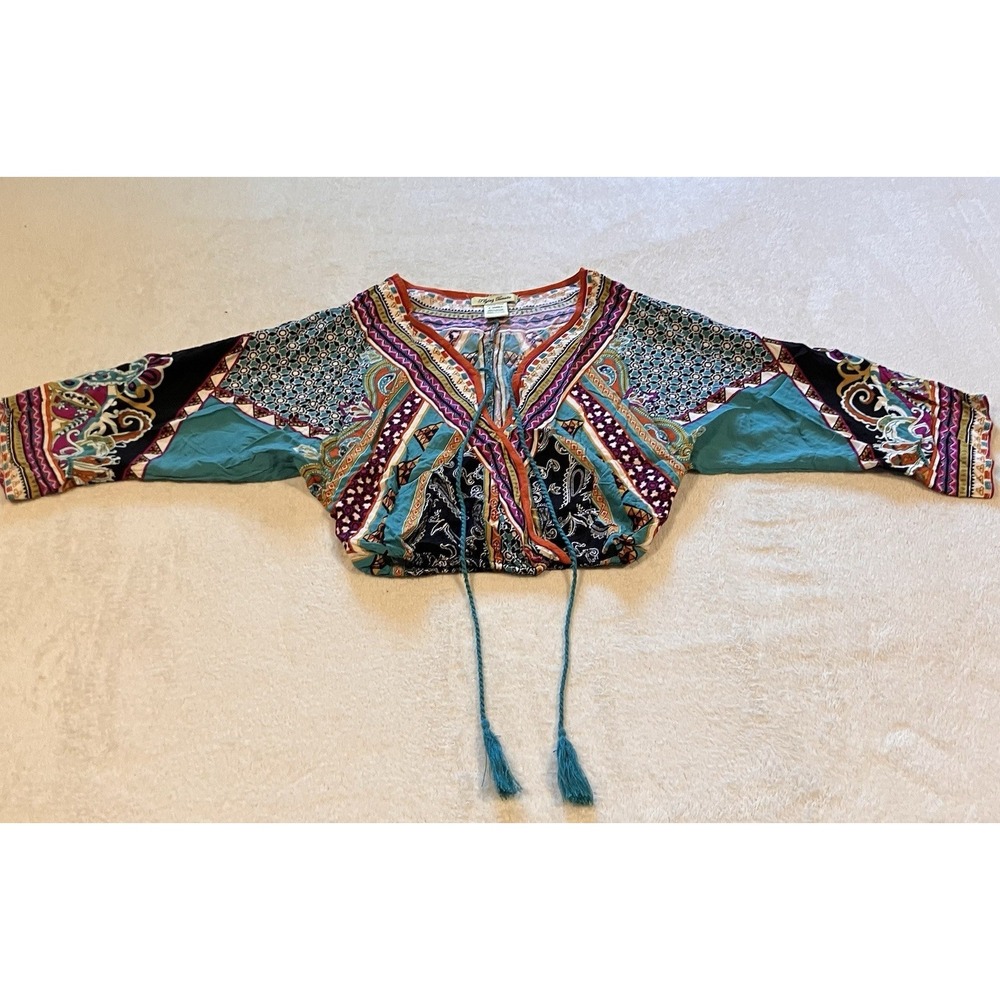 Flying Tomato Anthropologie Crop Top Size XS Smocked EUC Boho Festival Summer